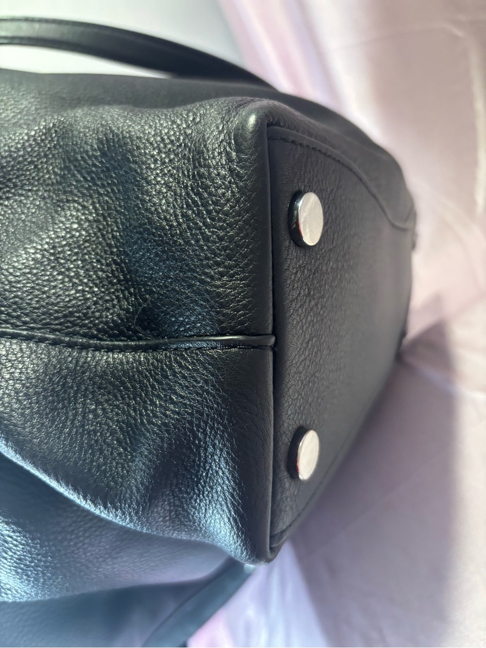 Michael Kors Black Pebbled Leather Shoulder Bag with Silver Hardware - Picture 4 of 10